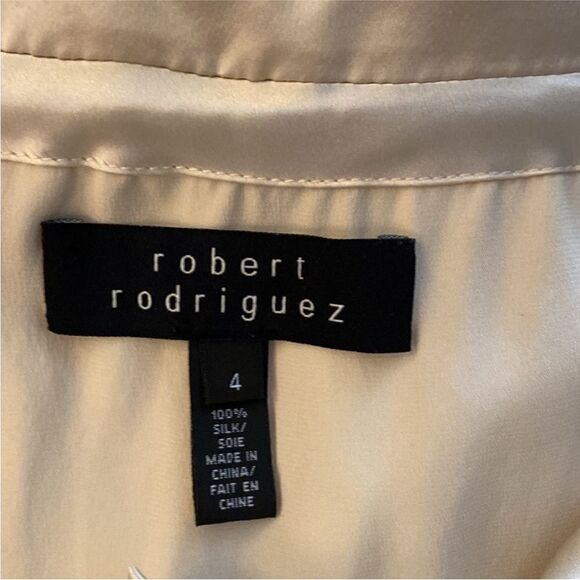 Robert Rodriguez Cream Ruffled Bib Collar Blouse, US4 - Picture 8 of 9